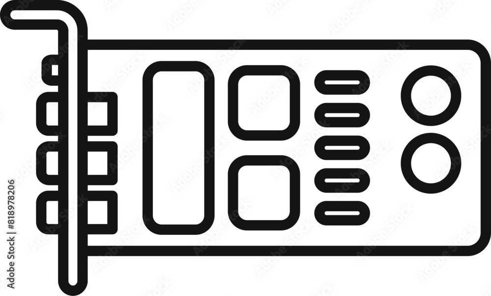 Poster simplified outline icon of a computer graphics card, ideal for techrelated content