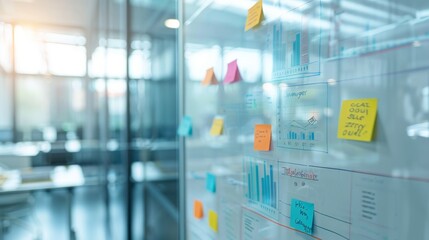 A logistics workflow diagram on a whiteboard in a meeting room, demonstrating logistics strategy and planning
