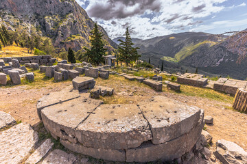 Delphi, Greece, May 4th 2024: The legendary Archaeological ruins of the oracle of Delphi, Greece