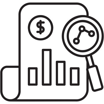 financial analysis document with magnifying glass clip art preview