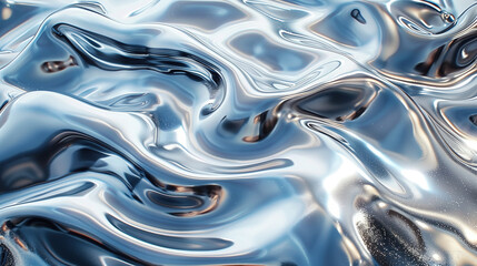 Gallium Liquid Metal Abstract Background, Shiny silver plate, looks smooth, metallic flowing