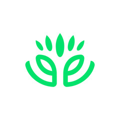 Green Simple lotus logo vector icon illustration
