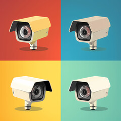Cctv camera icons vector image