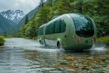 Amphibious Tour Bus A bus that can navigate both land and water, providing an innovative approach to amphibious tourism