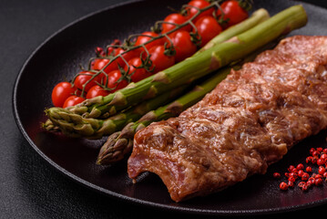 Raw pork ribs marinated with salt, spices and herbs