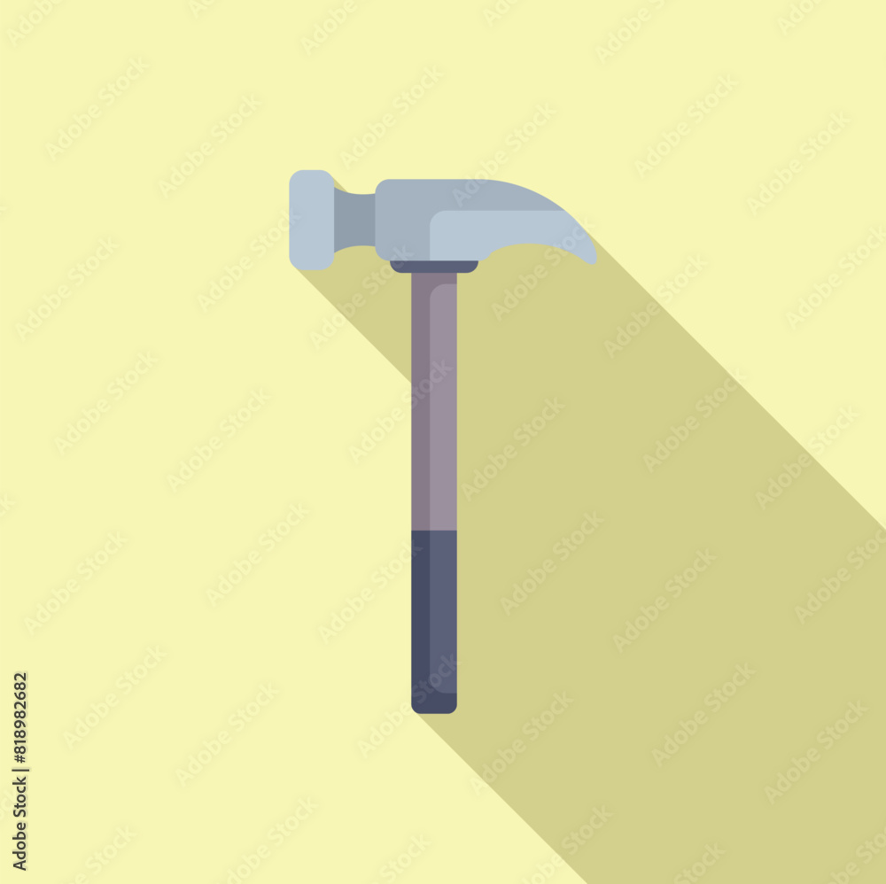 Poster vector graphic of a claw hammer with a shadow, using a minimalist flat design style on a yellow back