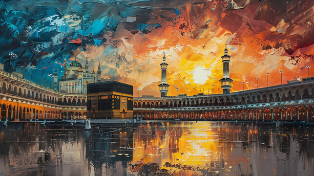 Kaaba in mecca colored