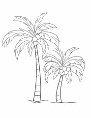 Palm Tree coloring page, Summer vacation conception