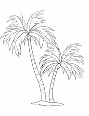 Palm Tree coloring page, Summer vacation conception