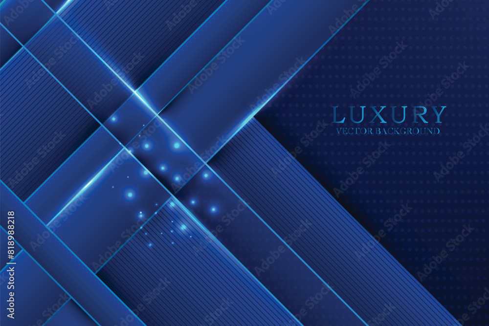 Poster luxury navy blue and overlap layer textured background combine with glowing blue lines
