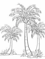 Fototapeta premium Palm Tree coloring page, Summer vacation conception