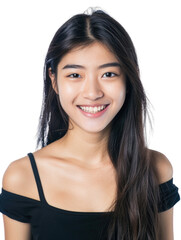 Young and beautiful asian hong kong chinese japanese korean girl transparent background