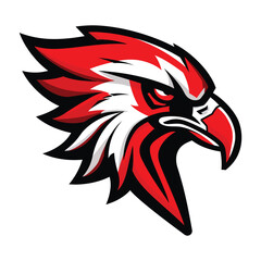 Obraz premium Angry Eagle Mascot head facing sideways, Classic Eagle Logo illustration as Vector Graphic on white background.