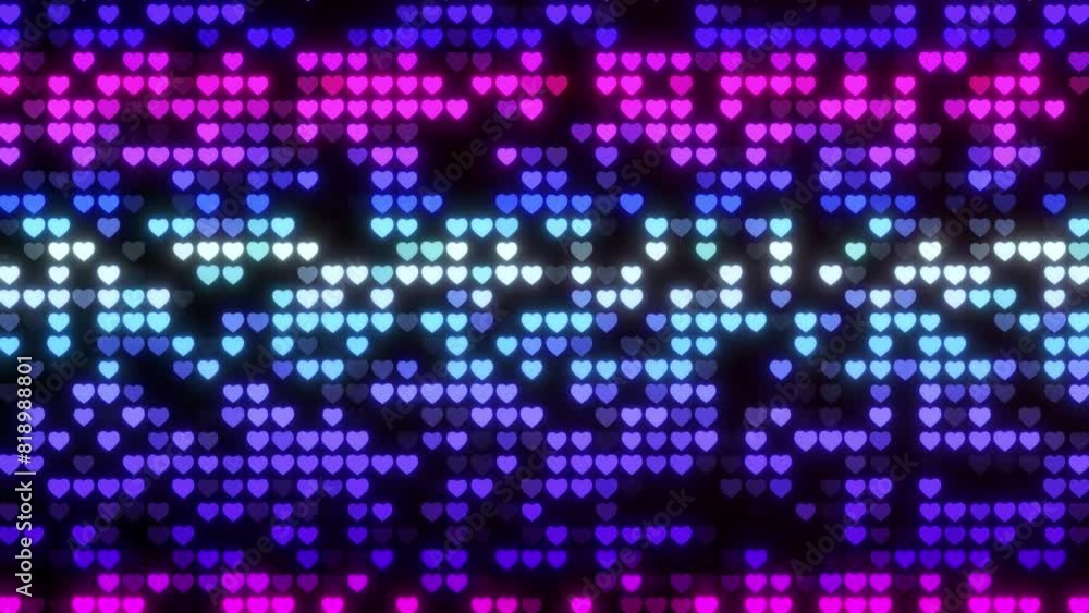 Poster abstract heart animation music light moving background. heart shape led floor animation disco light 