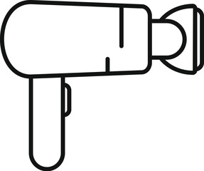 Fototapeta premium Black and white line art of a modern hairdryer, ideal for beauty icons