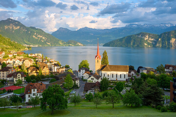 Weggis, a picturesque town on Lake Lucerne, Switzerland