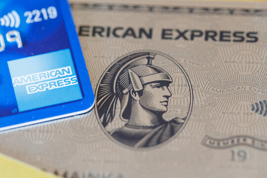 Platinum credit card from American Express Amex for paying as background in Stuttgart, Germany