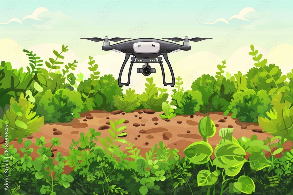 Poster tech farming practices using vector illustrations for future sustainable farming tools and modern fa