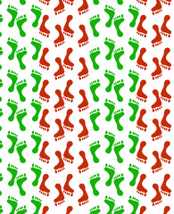 wallpaper features a playful and dynamic design made up of red and green footprints. The alternating colors and patterns create an energetic and whimsical background, perfect for adding a touch of fun