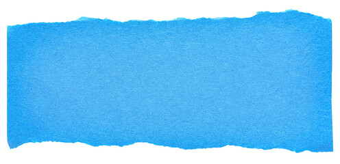 Isolated cut out torn piece of blank blue paper note cardboard with texture and copy space for...
