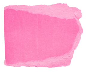 Isolated cut out torn piece of blank hot pink paper note cardboard with texture and copy space for text, transparent png background
