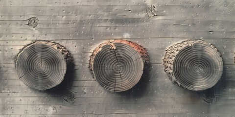 Three Wooden Baskets on Wooden Floor. Generative AI