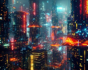 A dark and rainy night in the cyberpunk city