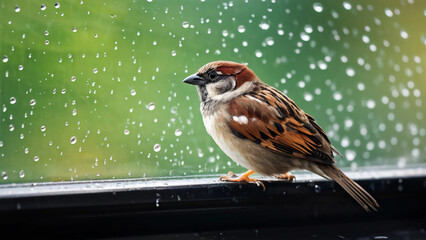sparrow on a window