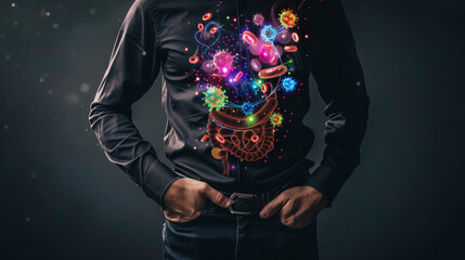 Colorful Illustration of Gut Health and Microbes