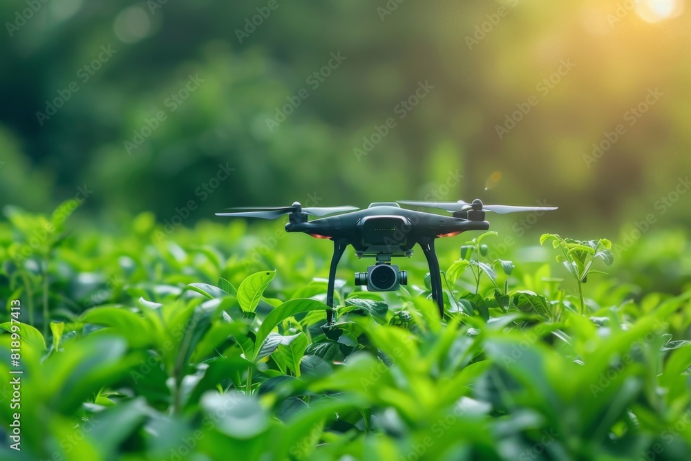 Poster farm layout technology in farming industry with soil and water management using isometric vector cam