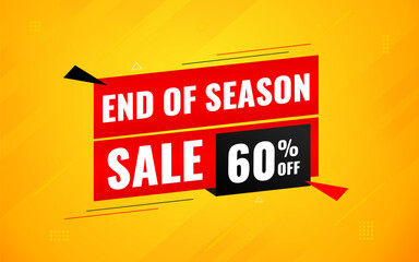 End Of Season Sale banner. Season offer price label design. Product discount festival tag design. Season Super Sale banner template. Flat sale Vector Illustration.