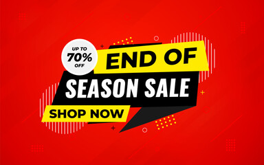 Fototapeta premium End Of Season Sale banner. Season offer price label design. Product discount festival tag design. Season Super Sale banner template. Flat sale Vector Illustration.