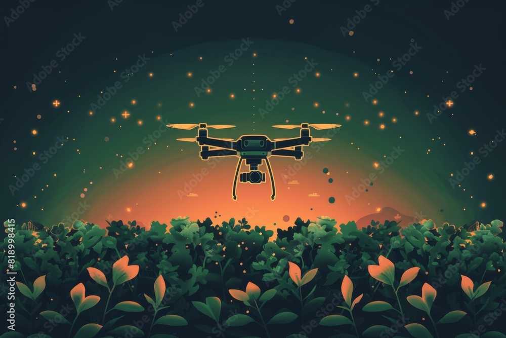 Poster agriculture drone photos for efficient water use and nutrient management with drone technology in wa