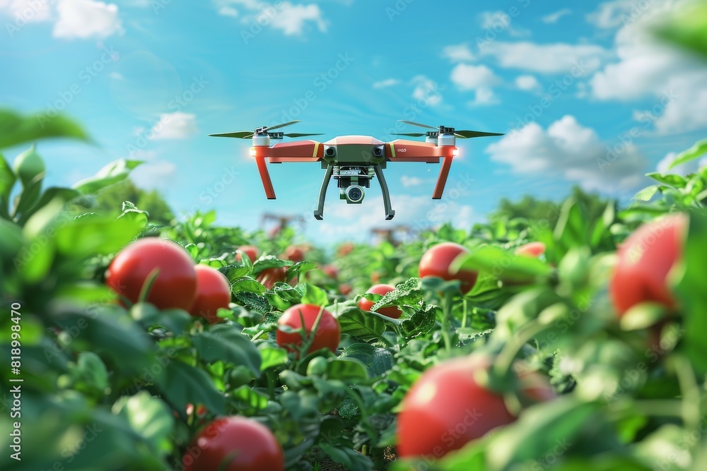 Poster smart farming with drone vector technology for irrigation systems and water management using drone i
