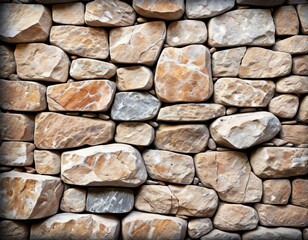 Close-up of a textured stone wall, featuring a patchwork of variously sized stones with earthy tones.. AI Generation