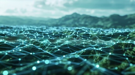 A high-tech network sprawling across an abstract landscape