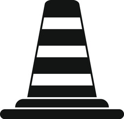 Simple vector illustration of a traffic cone in black and white, suitable for icons or signage