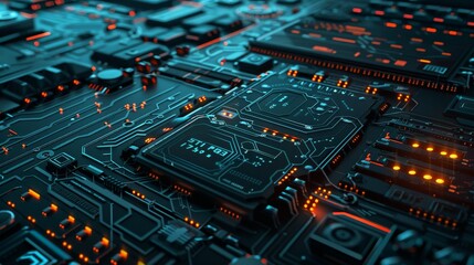 Futuristic circuitry with a science fiction aesthetic
