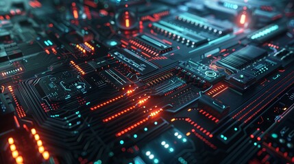 Obraz premium Futuristic circuitry with a science fiction aesthetic