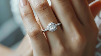 Beautiful Diamond Jewelry on a Woman's Ring Finger