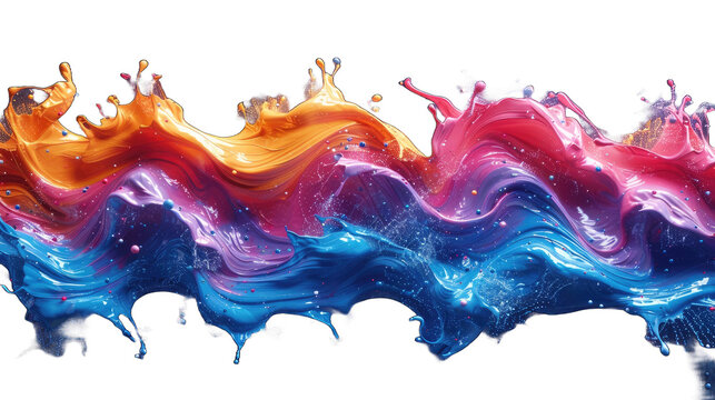 Colorful wave paint splash isolated on transparent background