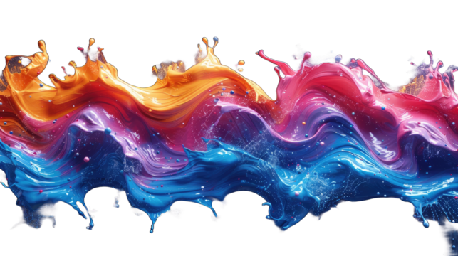 Colorful wave paint splash isolated on transparent background