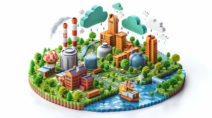 3D Flat Icon: Cloud Based Supply Chain Management Solutions for Sustainability in Logistics   Enhancing Efficiency and Reducing Carbon Footprint with Advanced Technology Cartoon S