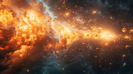 Fototapeta premium Realism of Celestial Halving Events:A Cosmic Timeline of Dramatic Stellar Eruptions