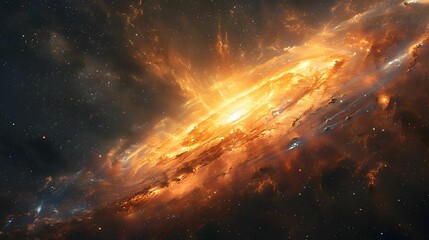 Fototapeta premium Realism of Halving Events in a Celestial Timeline:Dramatic Depiction of Cosmic History and Transformative Celestial Phenomena