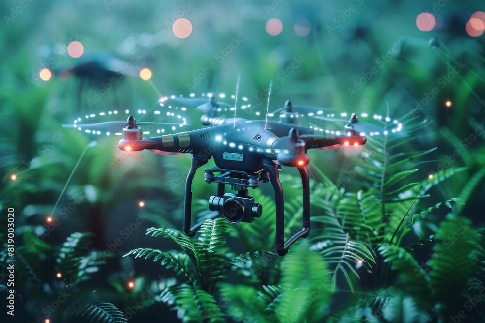 Poster smart farming technology for crop health management with agritech monitoring equipment using drone t
