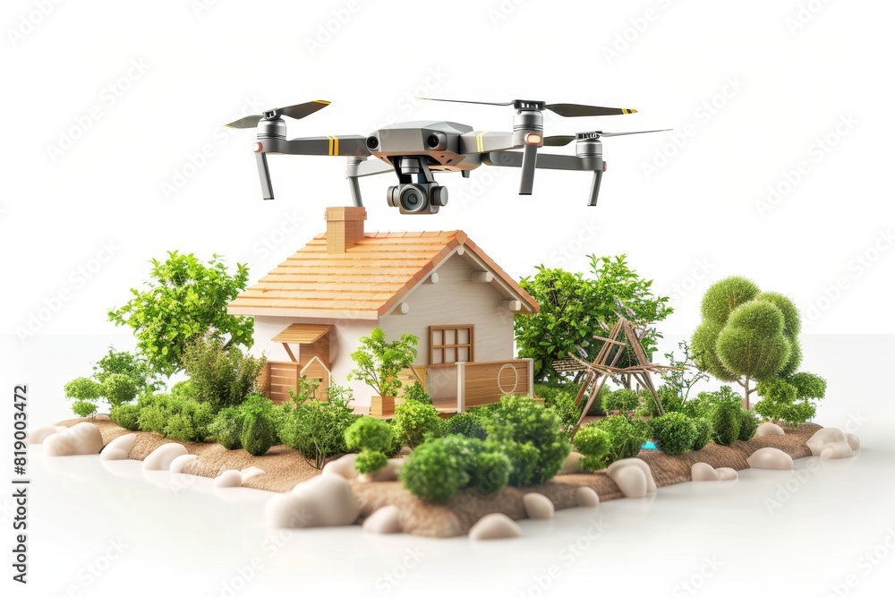 Poster crop-dusting technology with high-tech drones in 4k resolution for efficient farming practices using