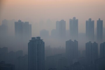 Obraz premium Cityscape Shrouded in Smog
