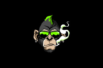 cool monkey cartoon character head vector template