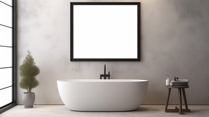 Contemporary Bathroom with Black Framed Mirror